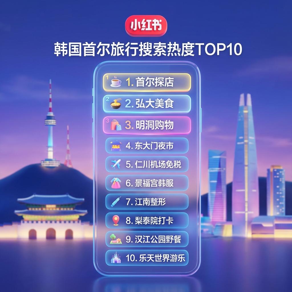 중국 관광객이 샤오홍슈에서 가장 많이 검색하는 키워드 TOP 10